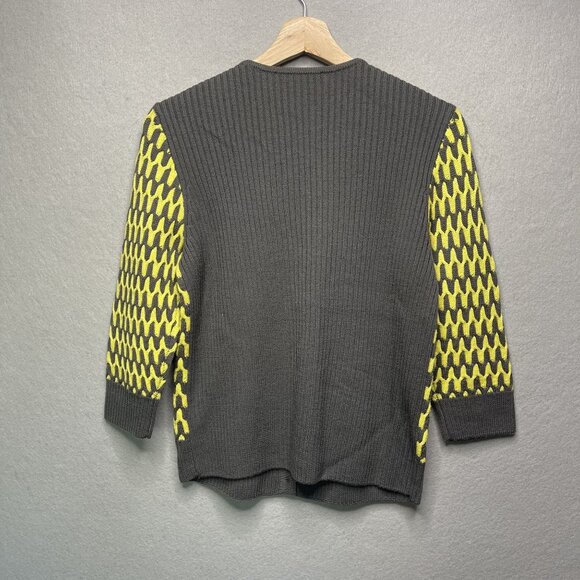 St. John Women's Gray & Yellow Wool Button-Front Cardigan Size XS - Picture 4 of 5